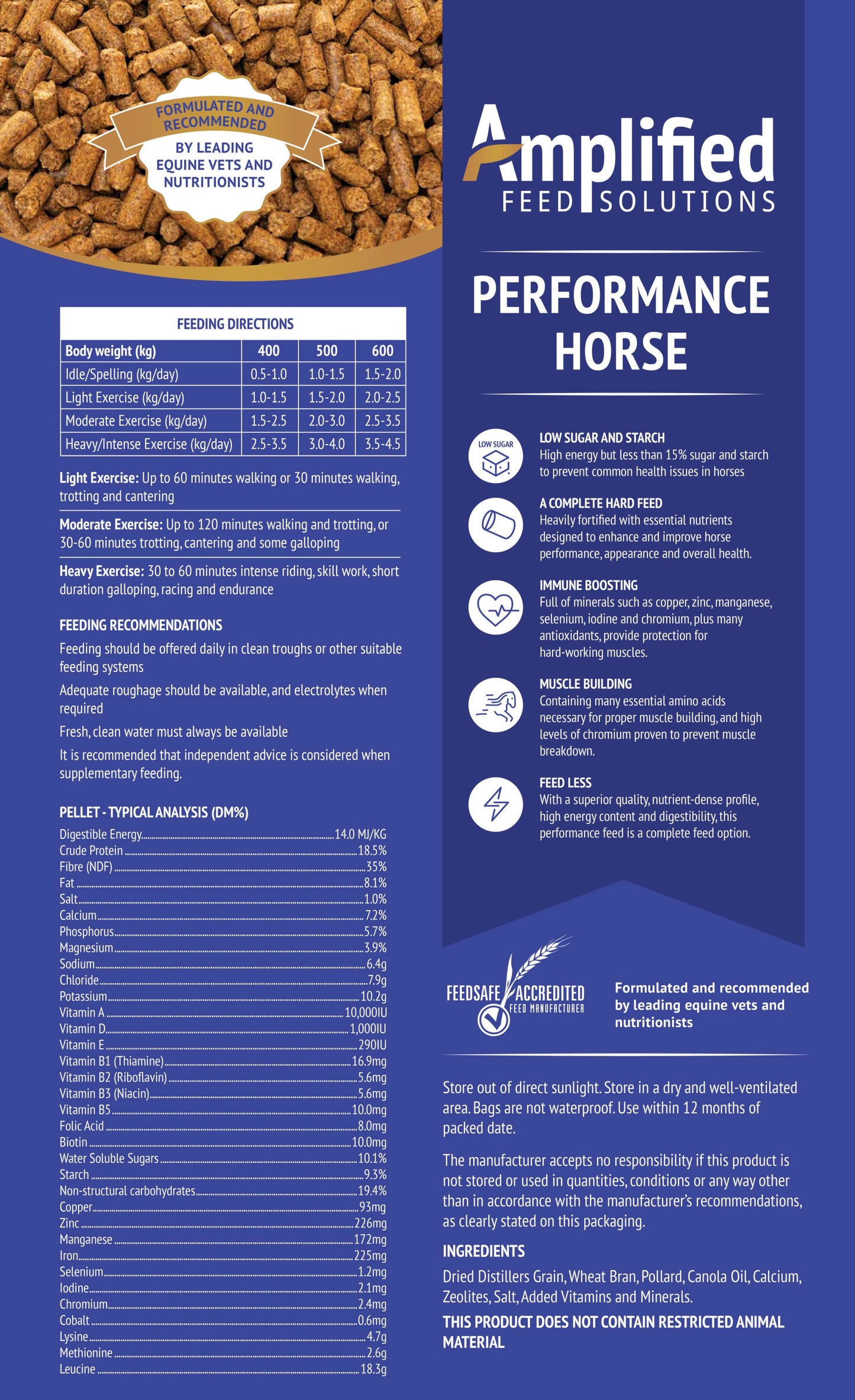 Amplified Feeds Performance Horse Pellet 20kg