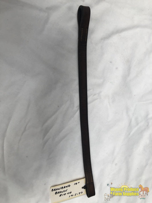 Plain Flat Leather Browband. Brown 14 Inch