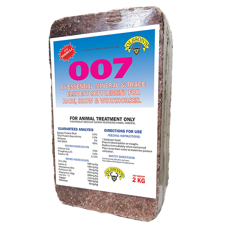 Olsson 007 Mineral Block 2kg Salt And Vitamin Lick For Horses