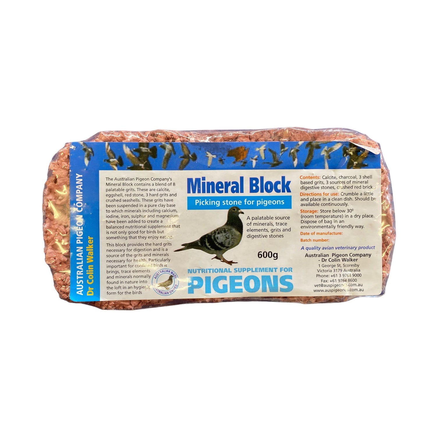 Mineral Block Rusa Australian Pigeon Co Mineral Block 600g – Coastspetproduce