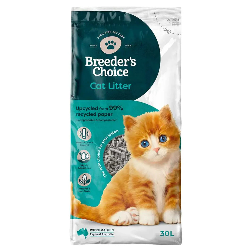 Breeders Choice Recycled Paper Cat Litter 30L