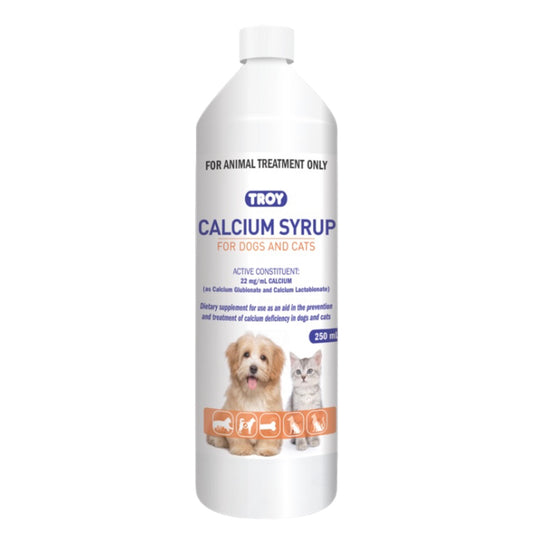 Troy Calcium Syrup For Dogs & Cats 250ml Dietary Supplement To Help Prevent Calcium Deficiency