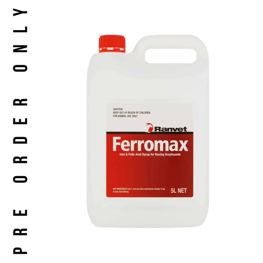 Ranvet Ferromax 5L. Iron & Folic Acid Syrup For Racing Greyhounds