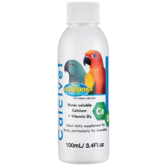 Vetafarm Calcivet 100ml Water Soluble Calcium & Vitamin D3 For Birds