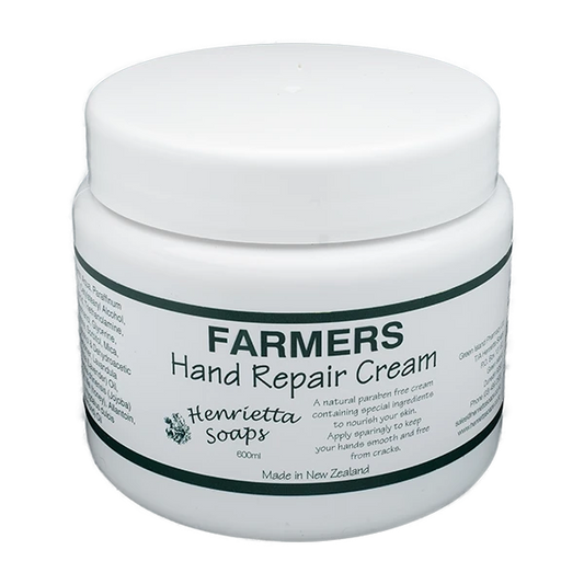 Henrietta's Farmers Hand Repair Cream 600ml. A natural paraben free cream containing special ingredients to nourish your skin.