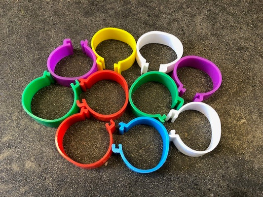Poultry Leg Bands Plastic 16mm Bag Of 10 Mixed Colours