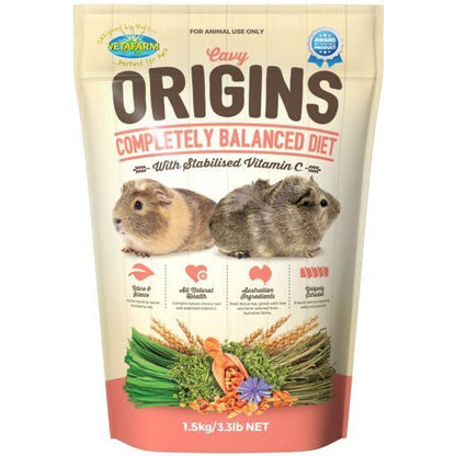 Vetafarm Cavy Origins 1.5kg. Balanced Complete Diet For Guinea Pigs