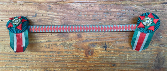 Ribbon Browband 34cm/13.5" Red/Green (239508p)