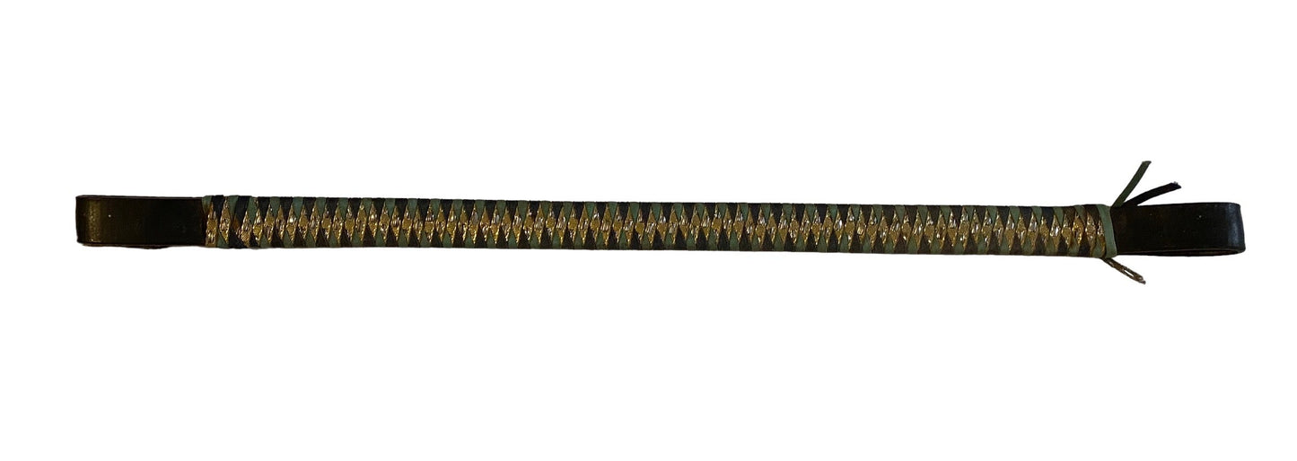 Ribbon Browband 14.5” Green/Gold (232723)