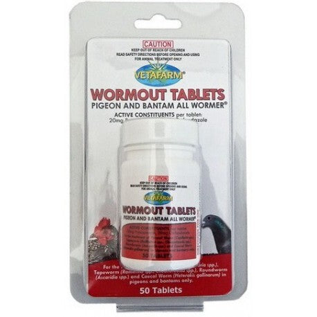 Vetafarm Pigeon & Bantam Wormout Tablets 50 Tablets