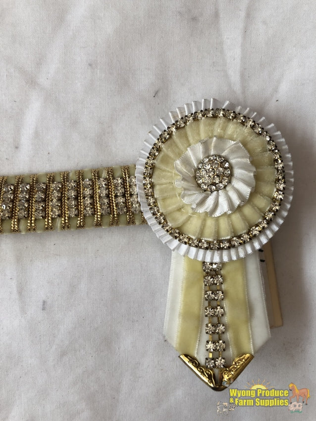 Cream & White Bling Browband. 15.5 Inch